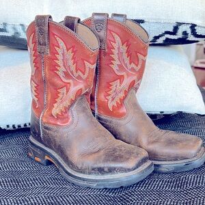 Ariat Toddler Cowboy cowgirl leather Western Boots Square Toe 12.5